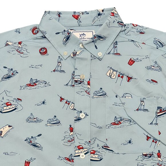 Southern Tide Men's Lake Theme Button Up Shirt Size Medium - Picture 2 of 5